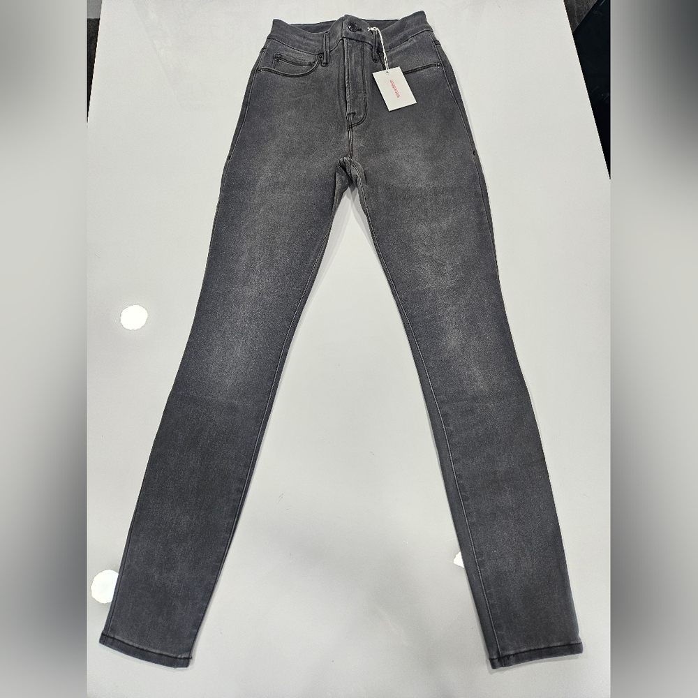 Good American Ladies Grey Skinny Stretch Jeans 2/26 NWT